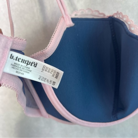 b tempted bra 36DD pink mesh floral lace - Picture 3 of 3